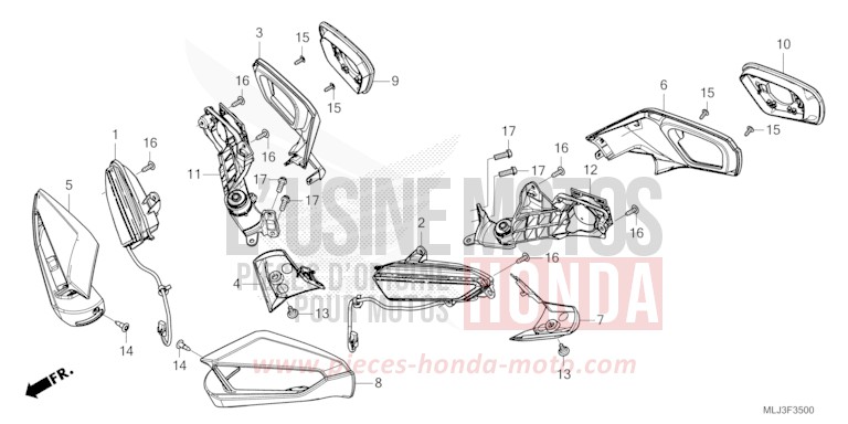 CLIGNOTANT/MIROIR von GL1800 GRAPHITE BLACK (NHB01) von 2023