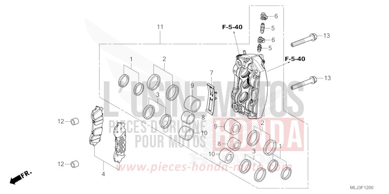 ETRIER DE FREIN AVANT DROIT von GL1800 BETA SILVER METALLIC (NHC07E) von 2023