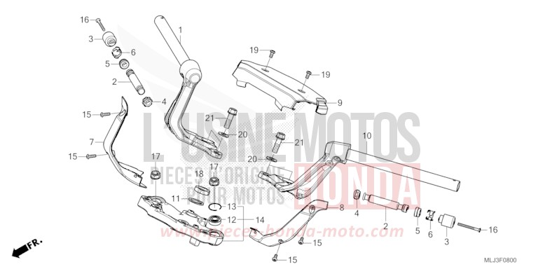 TUYAU DE GUIDON/PONT SUPERIEUR von GL1800 PEARL GLARE WHITE (NHB53) von 2023