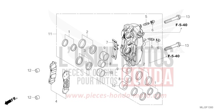 ETRIER DE FREIN AVANT GAUCHE von GL1800 PEARL GLARE WHITE (NHB53) von 2023