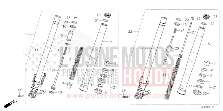 GABEL, VORNE von NT1100 MAT IRIDIUM GRAY METALLIC (NHC64) von 2023