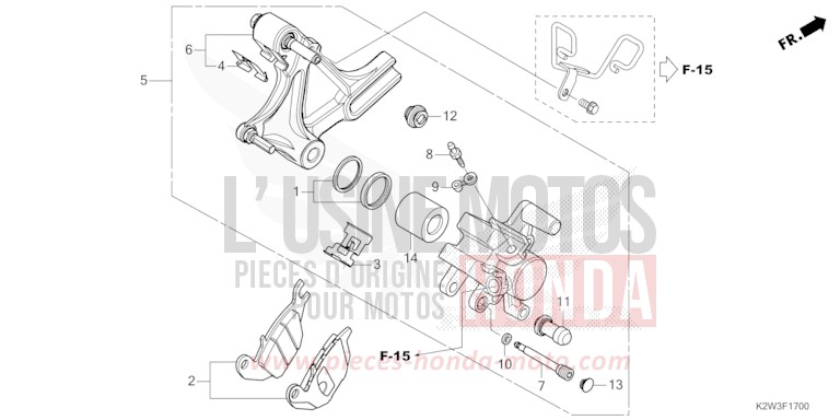 HINTERRAD-BREMSSATTEL von ST125A PEARL CADET GRAY (NHB95) von 2023