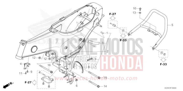 RAHMENKOERPER/HINTERER GRIFF von ST125A PEARL CADET GRAY (NHB95) von 2023