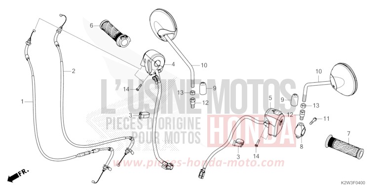 SCHALTERGRIFF/KABEL/SPIEGEL von ST125A PEARL NEBULA RED (R376) von 2023