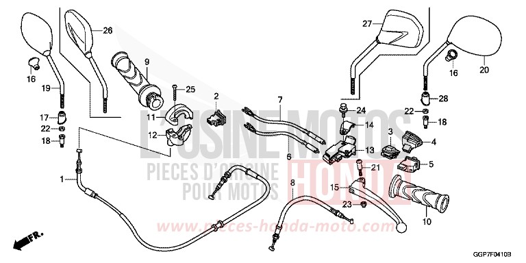 LEVIER DE GUIDON/COMMUTATEUR/CABLE von NSC50MPD M00NDUST SILVER METALLIC (NHB29) von 2014