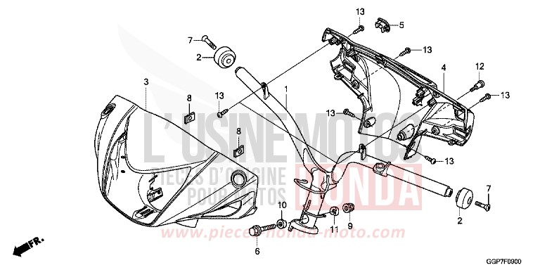 TUYAU DE GUIDON/REVETEMENT DE GUIDON (NSC50/MPD/WH) von NSC50MPD MAT CARBONIUM GRAY METALLIC (NHB52) von 2014