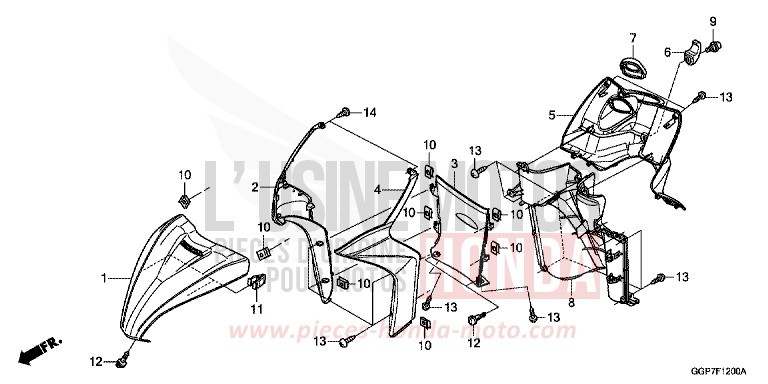 GAINE DE PROTECTION AVANT/COUVERCLE INTERNE (NSC50/MPD/WH) von NSC50MPD MAT CARBONIUM GRAY METALLIC (NHB52) von 2014