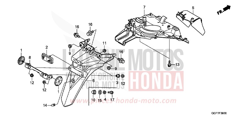 GARDE-BOUE ARRIERE (NSC50/MPD/WH) von NSC50MPD PEARL NIGHTSTAR BLACK (NHA84) von 2014