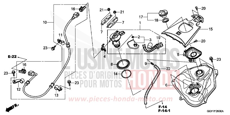 RESERVOIR A CARBURANT von NSC50MPD PEARL SIENA RED (R320) von 2014