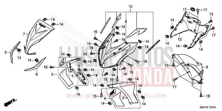 GAINE DE PROTECTION AVANT/COUVERCLE INTERNE (NSC502WH/T2) von NSC50MPD ROSS WHITE (NH196) von 2015