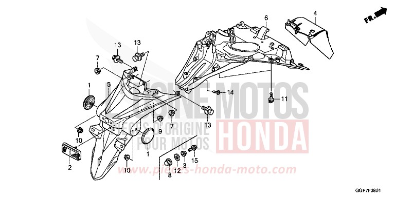 GARDE-BOUE ARRIERE (NSC502WH/T2) von NSC50MPD PEARL SUNBEAM WHITE (NHA66) von 2013