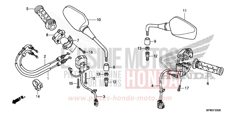 SCHALTER/KABEL/SPIEGEL von CB1000R HYPER RED (R348B) von 2015