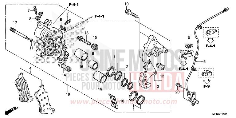 BREMSSATTEL, R. VORNE (CB1000RA) von CB1000R HYPER RED (R348B) von 2015