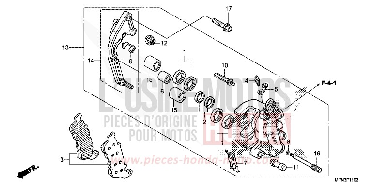 BREMSSATTEL, L. VORNE (CB1000RA) von CB1000R HYPER RED (R348B) von 2015