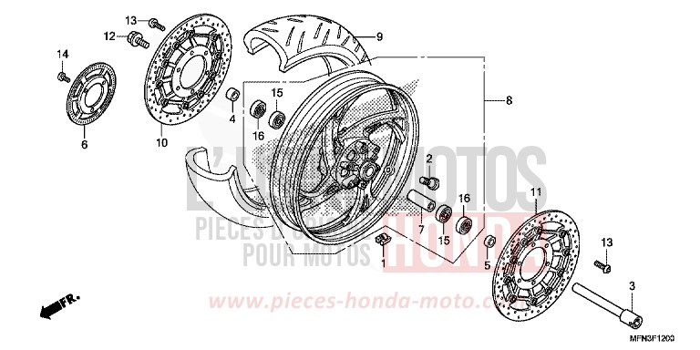 VORDERRAD von CB1000R HYPER RED (R348B) von 2015