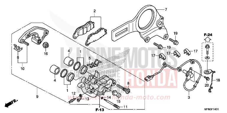 HINTERRAD-BREMSSATTEL (CB1000RA) von CB1000R HYPER RED (R348B) von 2015