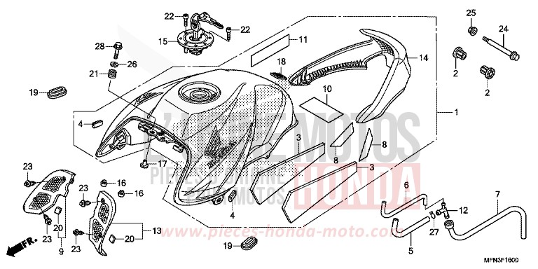 KRAFTSTOFFTANK von CB1000R HYPER RED (R348B) von 2015