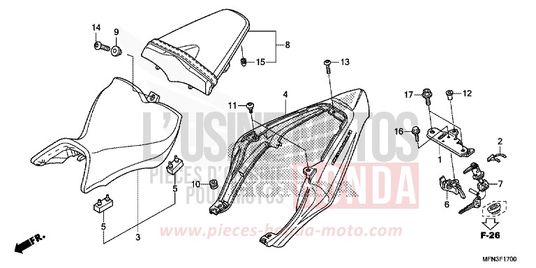 SITZ/SITZVERKLEIDUNG von CB1000R HYPER RED (R348B) von 2015