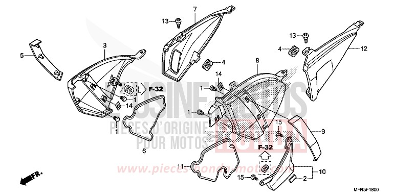 SEITENABDECKUNG von CB1000R HYPER RED (R348B) von 2015