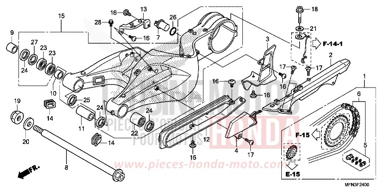 SCHWINGE von CB1000R HYPER RED (R348B) von 2015