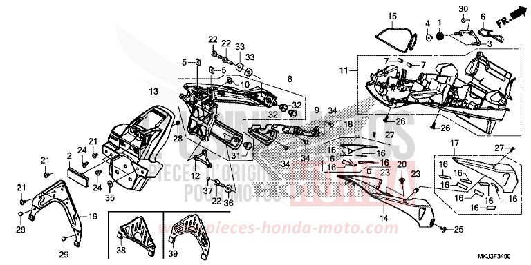 KOTFLUEGEL, HINTEN von CB1000R MAT BULLET SILVER (NH389) von 2018