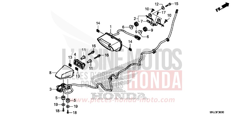 HECKLEUCHTE/KENNZEICHENBELEUCHTUNG von CB1000R MAT BULLET SILVER (NH389) von 2018