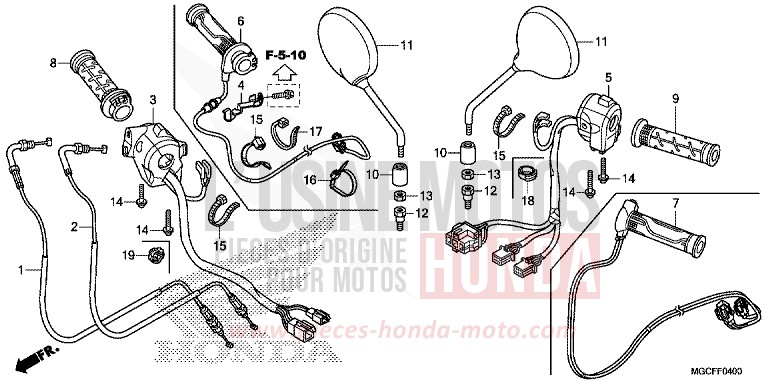 SCHALTER/KABEL/SPIEGEL von CB1100 MAT BETA SILVER METALLIC (NHC08) von 2019