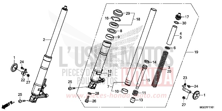 GABEL, VORNE (CB1100NA/NAD) von CB1100 MAT BETA SILVER METALLIC (NHC08) von 2019