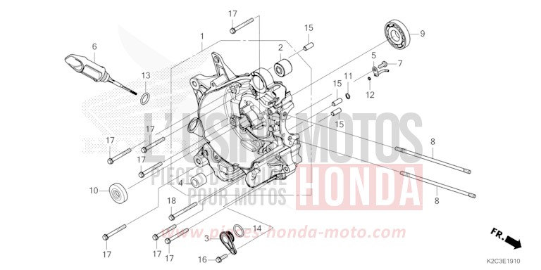 RECHTE KURBEL-GEHAEUSEHAELFTE von NSC110 MAT GALAXY BLACK METALLIC (NHA76) von 2023