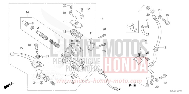 HAUPTBREMSZYLINDER, VORNE ZYLINDER von NSC110 MAT GALAXY BLACK METALLIC (NHA76) von 2023