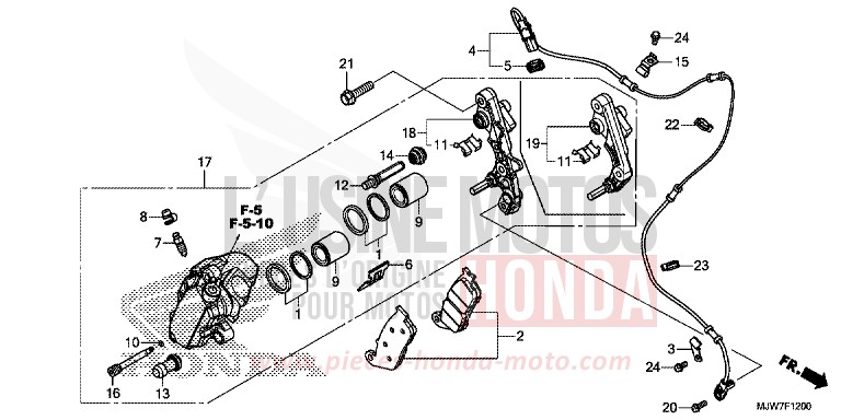 VORDERRAD-BREMSSATTEL von CB500F ROSS WHITE (NH196) von 2016