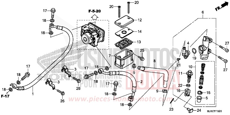 REAR BRAKE MASTER CYLINDER (CB500FA) von CB500F ROSS WHITE (NH196) von 2016