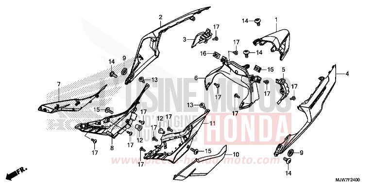 SEITENABDECKUNG/WINDLAUF, HINTEN von CB500F ROSS WHITE (NH196) von 2016