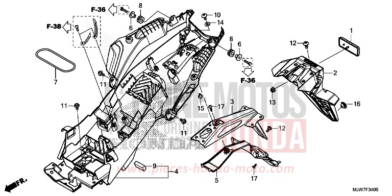 KOTFLUEGEL, HINTEN von CB500F ROSS WHITE (NH196) von 2016