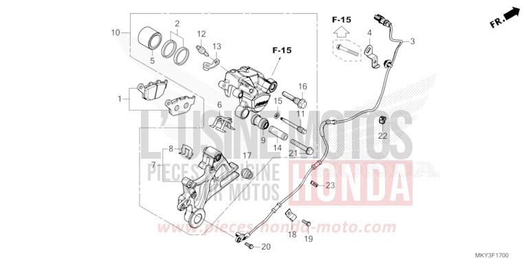 HINTERRAD-BREMSSATTEL von CB650R MAT JEANS BLUE MATALLIC (PB417) von 2023