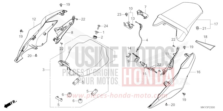 SITZ/WINDLAUF, HINTEN von CB650R MAT GUNPOWDER BLACK METALLIC (NH436) von 2023