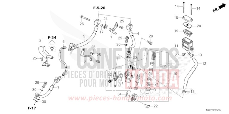 REAR BRAKE MASTER CYLINDER von CB650R MAT DIM GRAY METALLIC (NHC34) von 2023