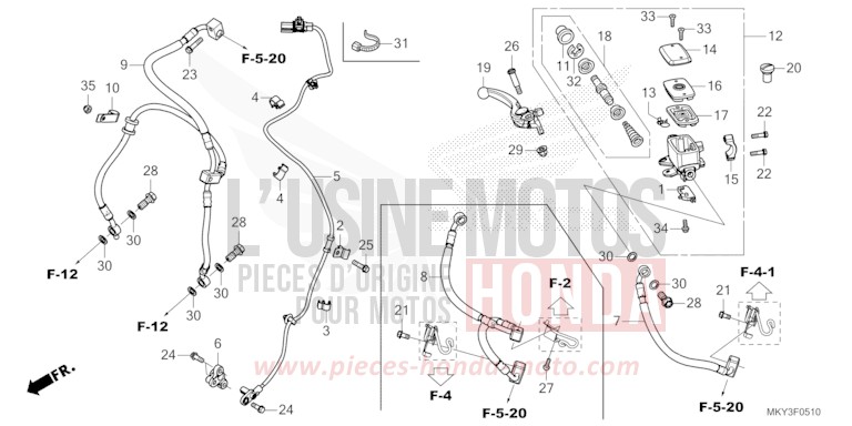 HAUPTBREMSZYLINDER, VORNE ZYLINDER von CB650R MAT JEANS BLUE MATALLIC (PB417) von 2023