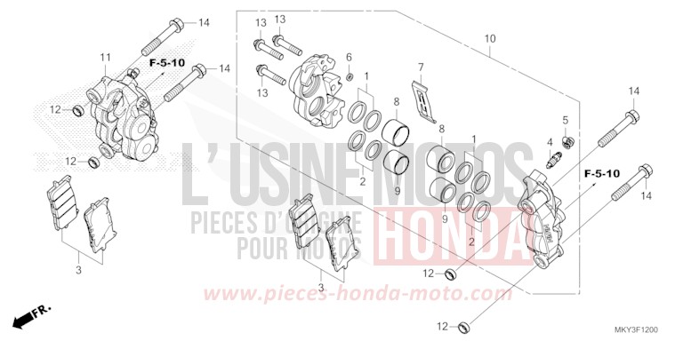 VORDERRAD-BREMSSATTEL von CB650R MAT JEANS BLUE MATALLIC (PB417) von 2023
