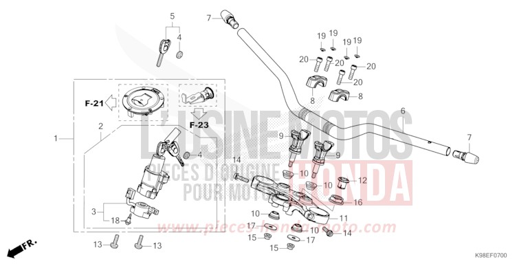 ROHRGRIFF/OBERE BRUECKE von CB125R MAT CRYPTON SILVER MATALLIC (NHA40) von 2023