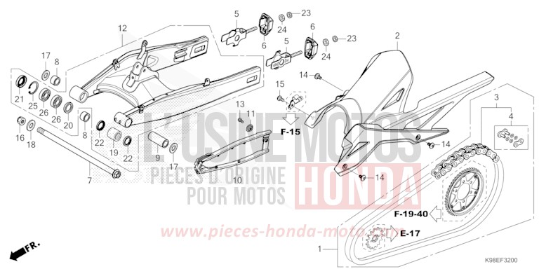 SCHWINGE von CB125R MAT CRYPTON SILVER MATALLIC (NHA40) von 2023