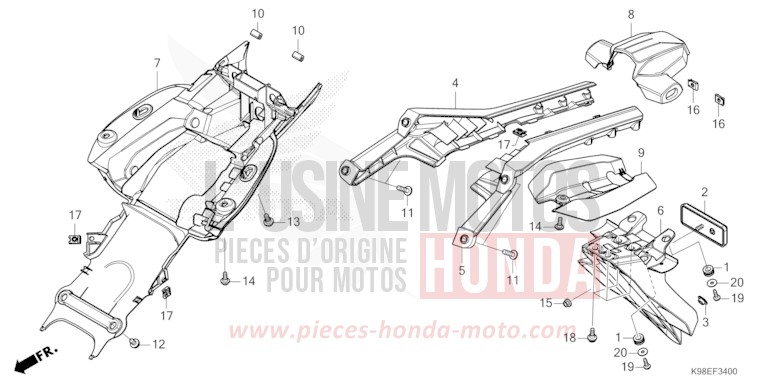 KOTFLUEGEL, HINTEN von CB125R MAT CRYPTON SILVER MATALLIC (NHA40) von 2023