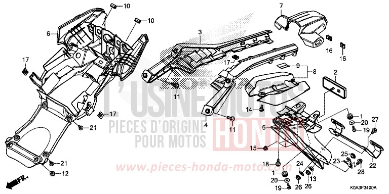 GARDE-BOUE ARRIERE von CB300R NOIR (NH1) von 2019