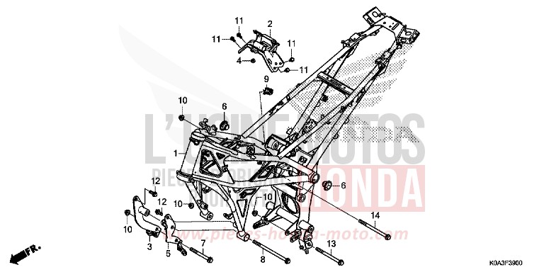 CARROSSERIE DE CHASSIS von CB300R CANDY CHROMOSPHERE RED (R381) von 2019