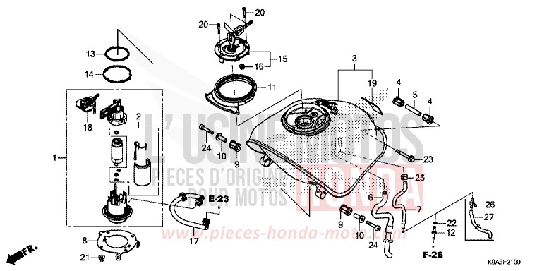 RESERVOIR A CARBURANT von CB300R MAT PEARL AGILE BLUE (PB413) von 2019