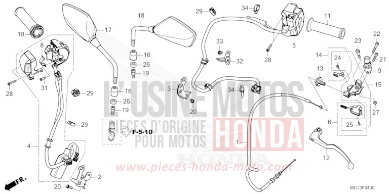CONTACTEUR DE POIGNEE/POIGNEE/CABLE/MIROIR von XL750 MAT BALLISTIC BLACK METALLIC (NHA86) von 2023