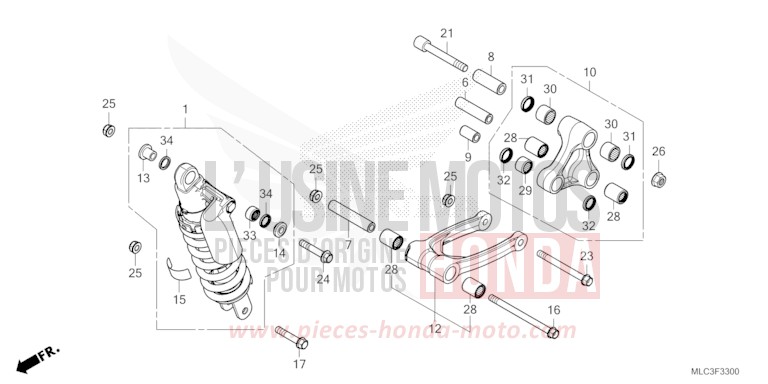 COUSSIN ARRIERE von XL750 MAT BALLISTIC BLACK METALLIC (NHA86) von 2023