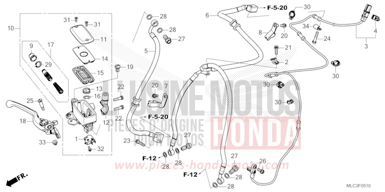 MAITRE-CYLINDRE DE FREIN AVANT CYLINDRE von XL750 ROSS WHITE (NH196) von 2023