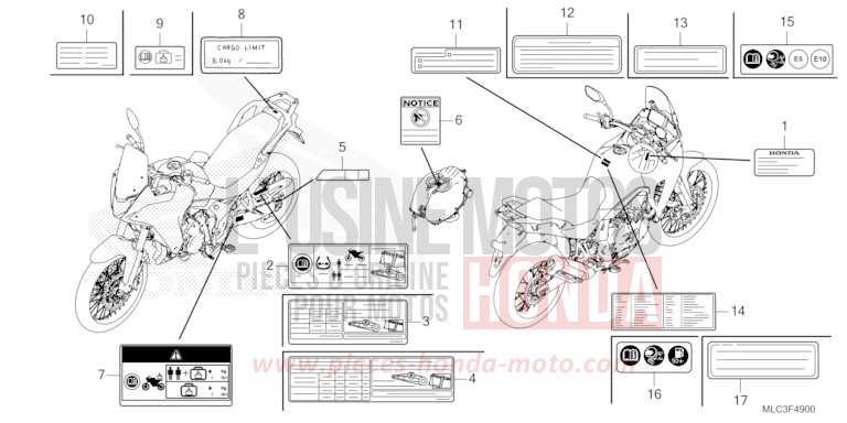 ETIQUETTE DE PRECAUTIONS von XL750 ROSS WHITE (NH196) von 2023