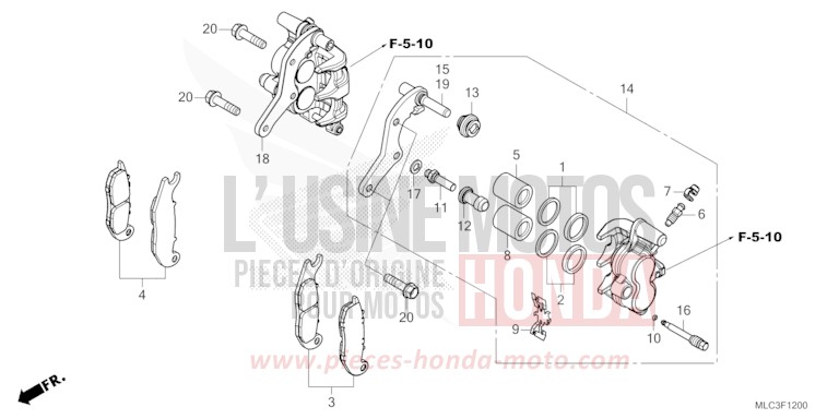 VORDERRAD-BREMSSATTEL von XL750 MAT BALLISTIC BLACK METALLIC (NHA86) von 2023